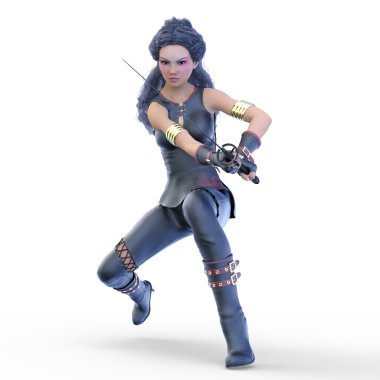kadın bir eskrimci 3d cg render