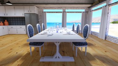 3d cg render yemek odası