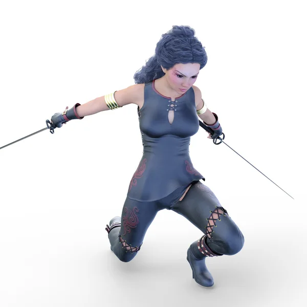 3D CG rendering of a female fencer — Stock Photo, Image