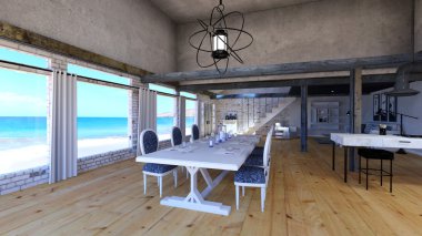 3d cg render yemek odası