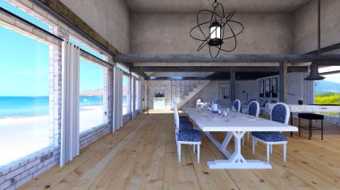 3d cg render yemek odası