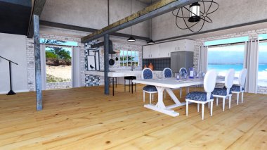 3d cg render yemek odası