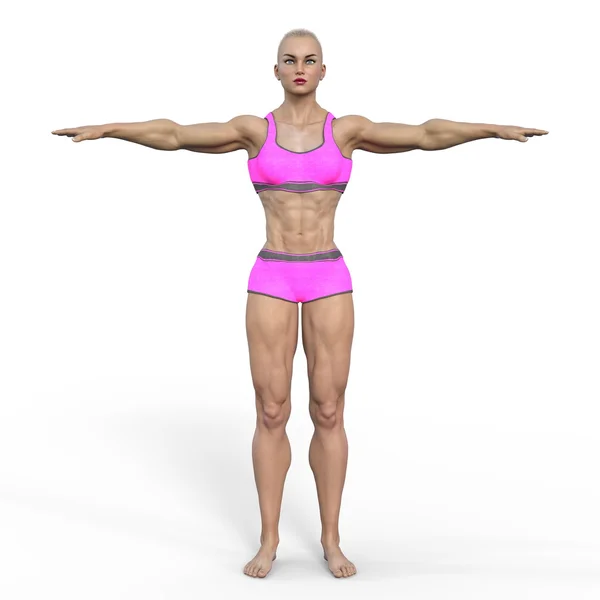 3D rendu 3D d'un bodybuilder féminin — Photo