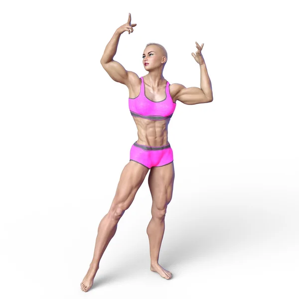 3D-s cg visszaadás-ból egy női testépítő — Stock Fotó