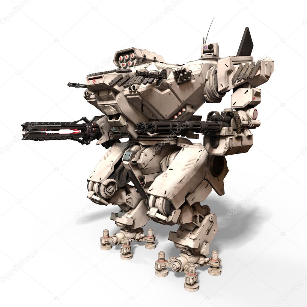 3D CG rendering of a battle robot