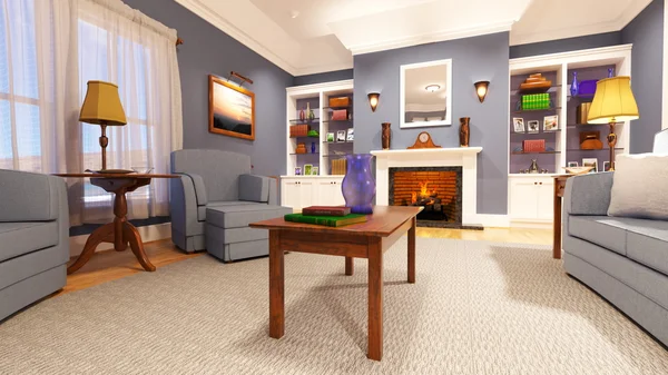 3d cg işleme oturma odası