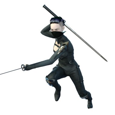 kadın bir eskrimci 3d cg render