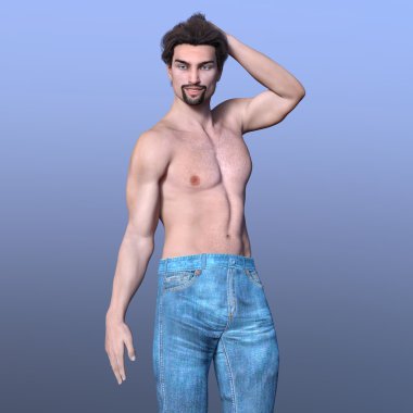 Genç bir adamın 3 boyutlu görüntüsü.