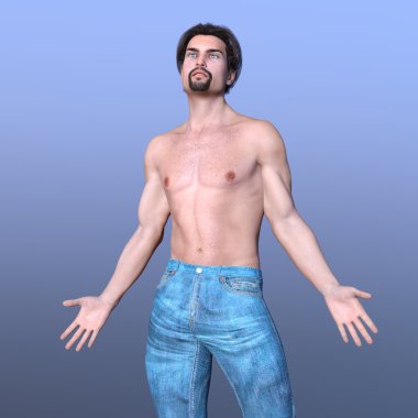 Genç bir adamın 3 boyutlu görüntüsü.