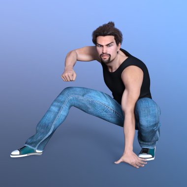 Genç bir adamın 3 boyutlu görüntüsü.