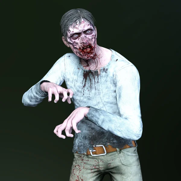 Vykreslování 3D cg mužského zombie — Stock fotografie