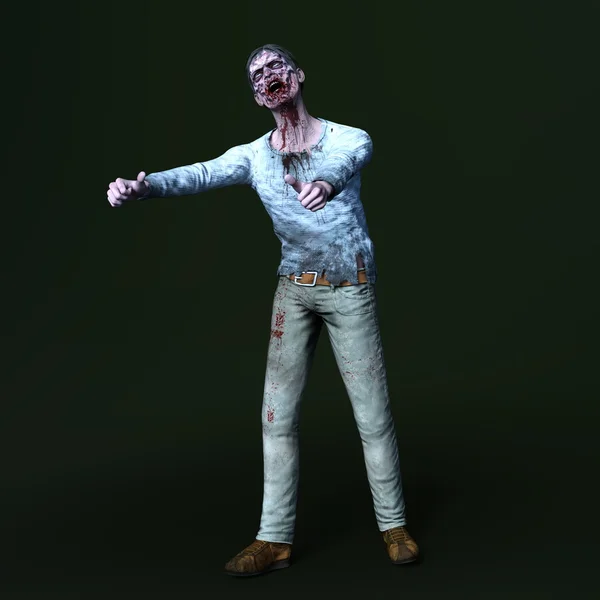 3D CG representación de un zombi macho — Foto de Stock