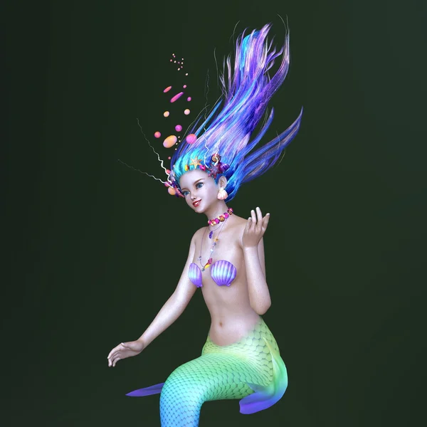 Rendering 3D CG di una sirena . — Foto Stock