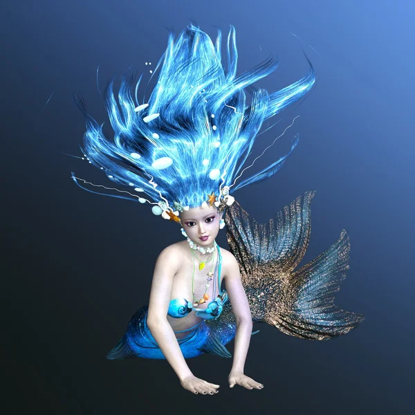 Vykreslování 3D cg mořská panna. — Stock fotografie