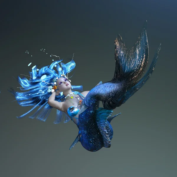 3D cg-rendering av en sjöjungfru. — Stockfoto