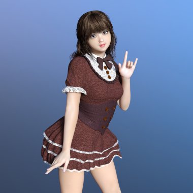 genç bir kadının 3d cg işleme