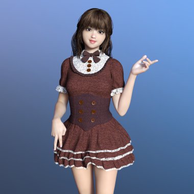 genç bir kadının 3d cg işleme