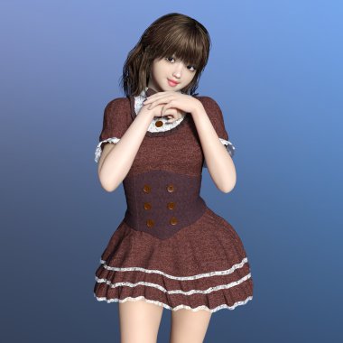 genç bir kadının 3d cg işleme