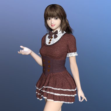 genç bir kadının 3d cg işleme