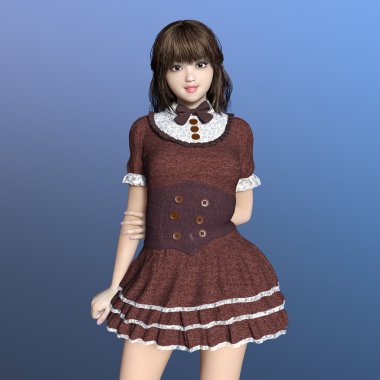 genç bir kadının 3d cg işleme