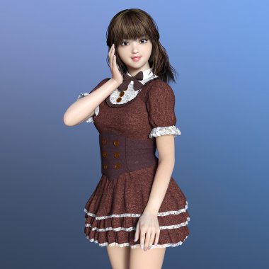 genç bir kadının 3d cg işleme