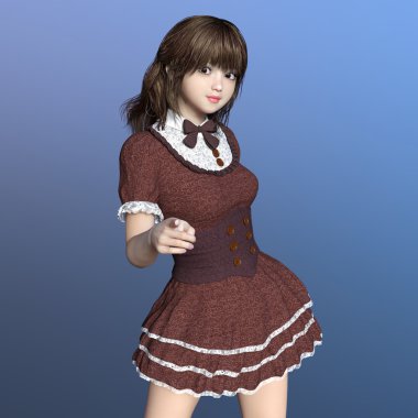 genç bir kadının 3d cg işleme