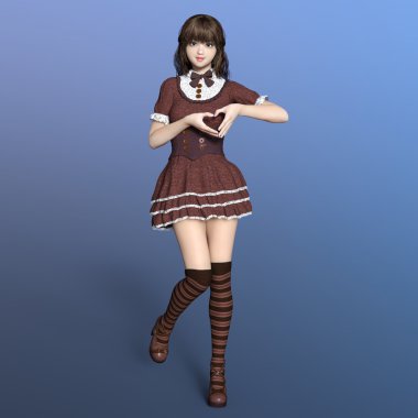 genç bir kadının 3d cg işleme