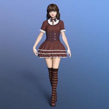 genç bir kadının 3d cg işleme