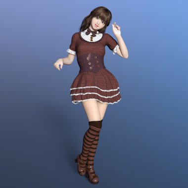 genç bir kadının 3d cg işleme