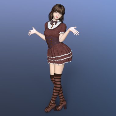 genç bir kadının 3d cg işleme