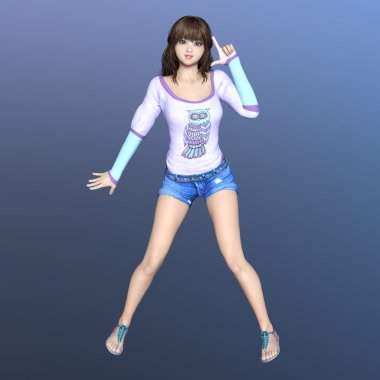 genç bir kadının 3d cg işleme