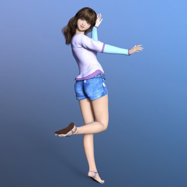 genç bir kadının 3d cg işleme