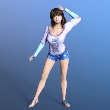 genç bir kadının 3d cg işleme