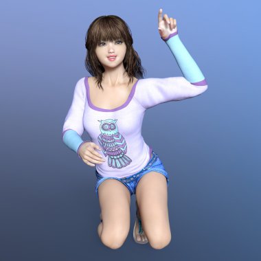 genç bir kadının 3d cg işleme