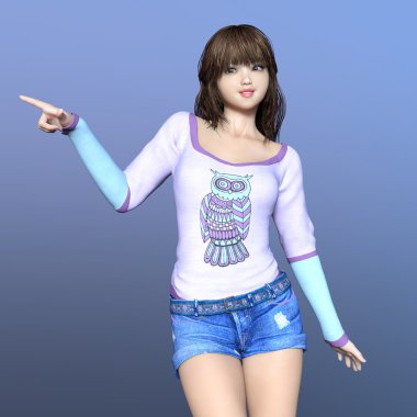 genç bir kadının 3d cg işleme