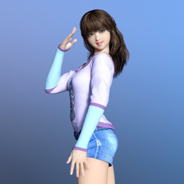 genç bir kadının 3d cg işleme