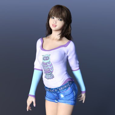 genç bir kadının 3d cg işleme