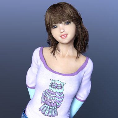 genç bir kadının 3d cg işleme