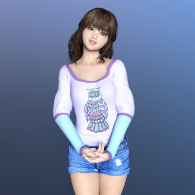 genç bir kadının 3d cg işleme