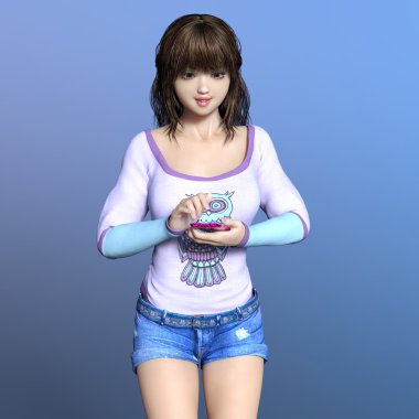 3d cg işleme bir youg kadının