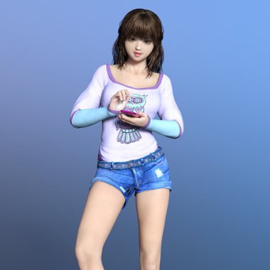 3d cg işleme bir youg kadının