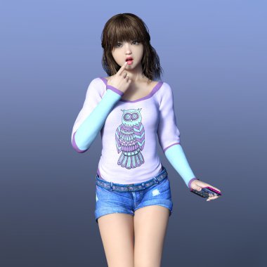 3d cg işleme bir youg kadının