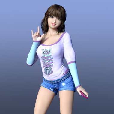 3d cg işleme bir youg kadının