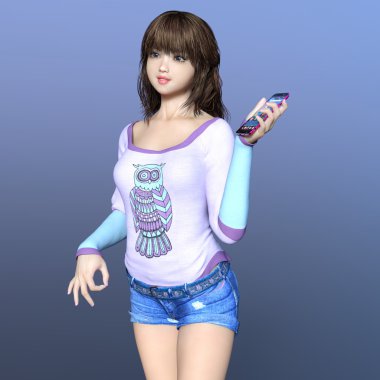 3d cg işleme bir youg kadının