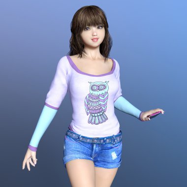 3d cg işleme bir youg kadının