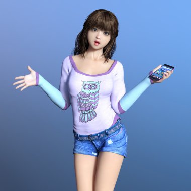 3d cg işleme bir youg kadının