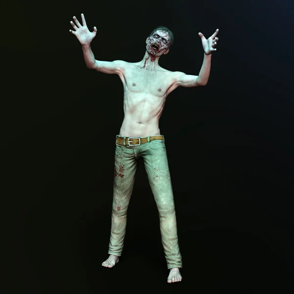 Rendering 3D CG di uno zombie maschio — Foto Stock