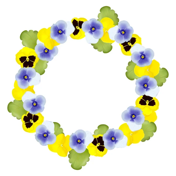 Wreath Ring Pansies White Background — Stock Vector