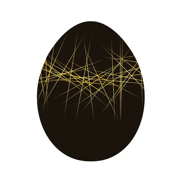Beyaz arka planda izole edilmiş Paskalya yumurtası. Siyah ve sarı bir yumurta. Paskalya için Tasarım