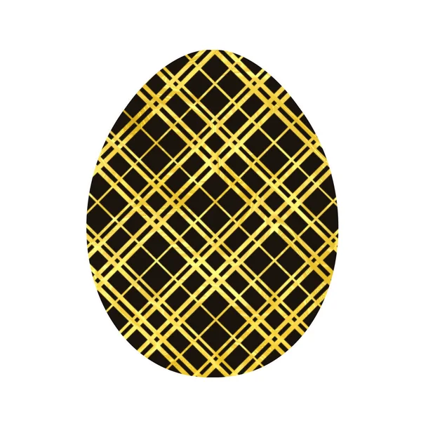 Beyaz arka planda izole edilmiş Paskalya yumurtası. Siyah ve sarı bir yumurta. Paskalya için Tasarım